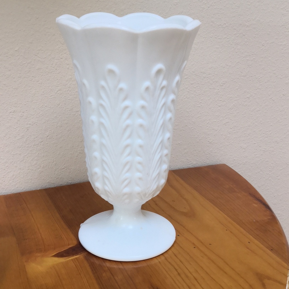 9" MCM E.O. Brody Milk Glass Vase